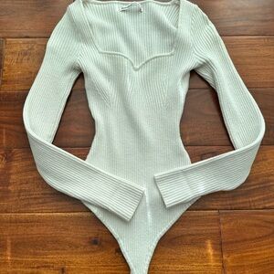 Abercrombie & Fitch Off-White Ribbed Bodysuit